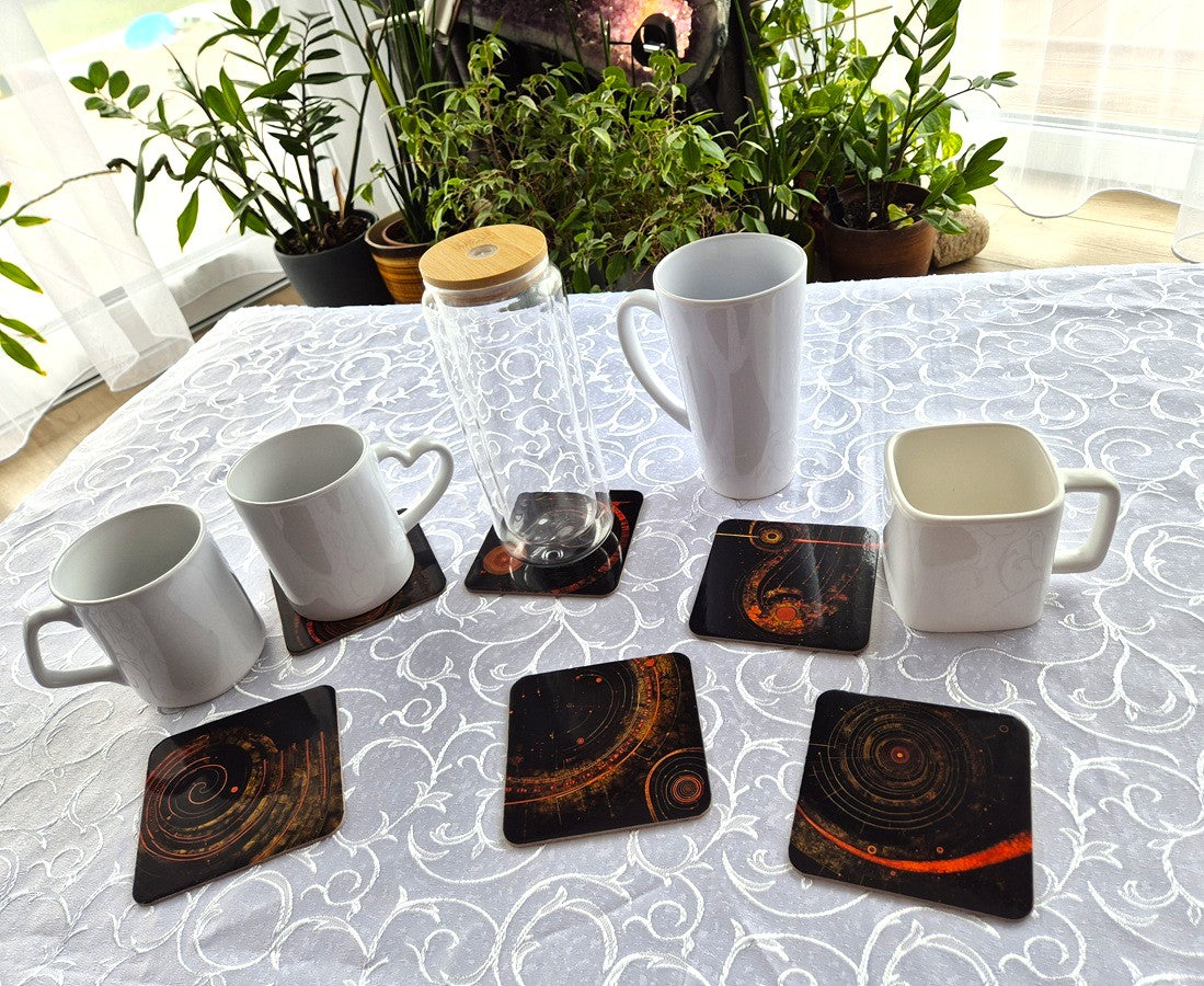 Set of 6 cork coasters – Tribal Celestial Spirit
