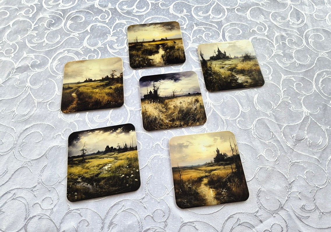 Set of 6 cork coasters – Whispering Meadow