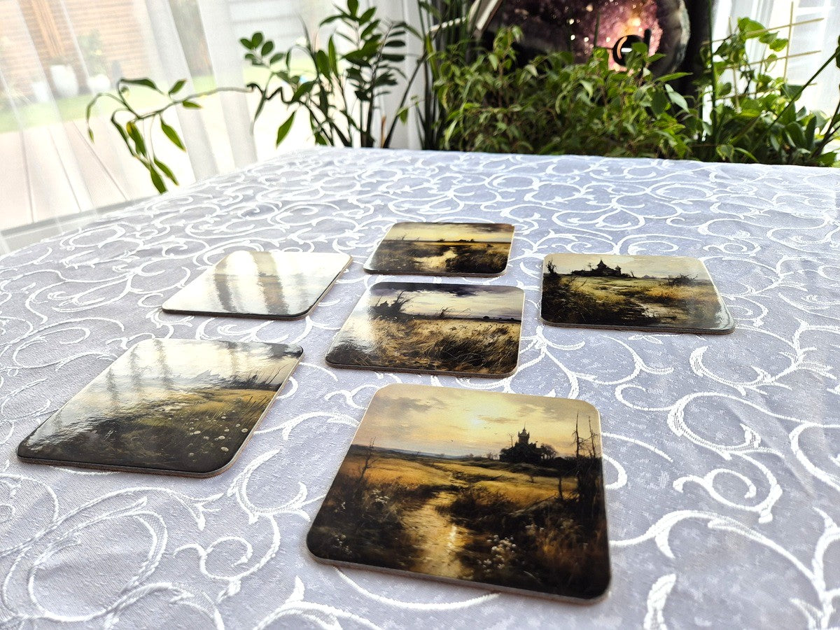 Set of 6 cork coasters – Whispering Meadow