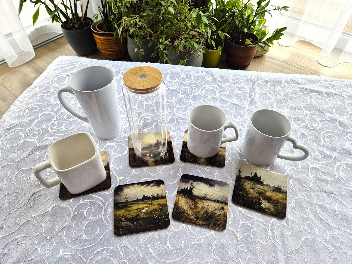 Set of 6 cork coasters – Whispering Meadow