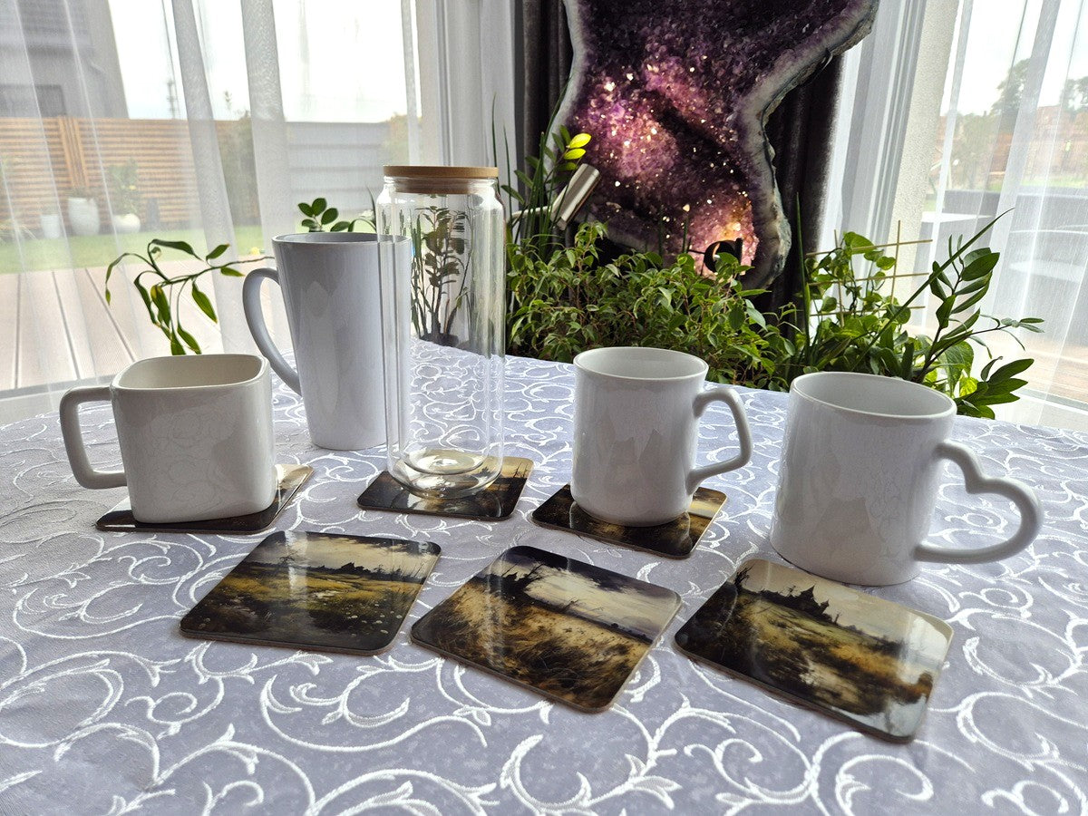 Set of 6 cork coasters – Whispering Meadow