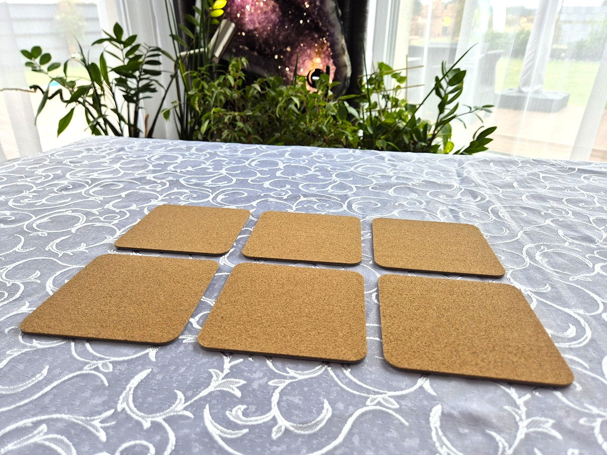 Set of 6 cork coasters – Klimt Inspired Steampunk Elegance