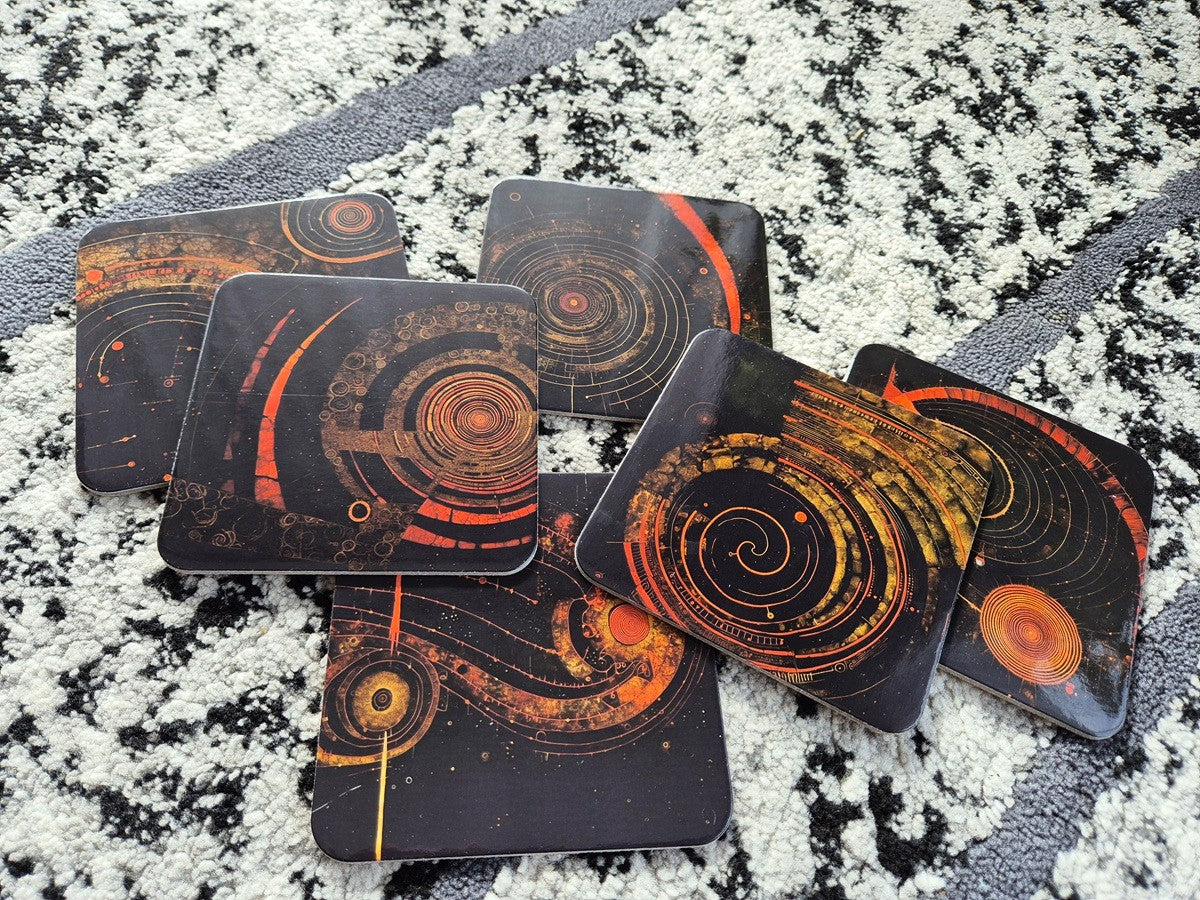 Set of 6 cork coasters – Tribal Celestial Spirit