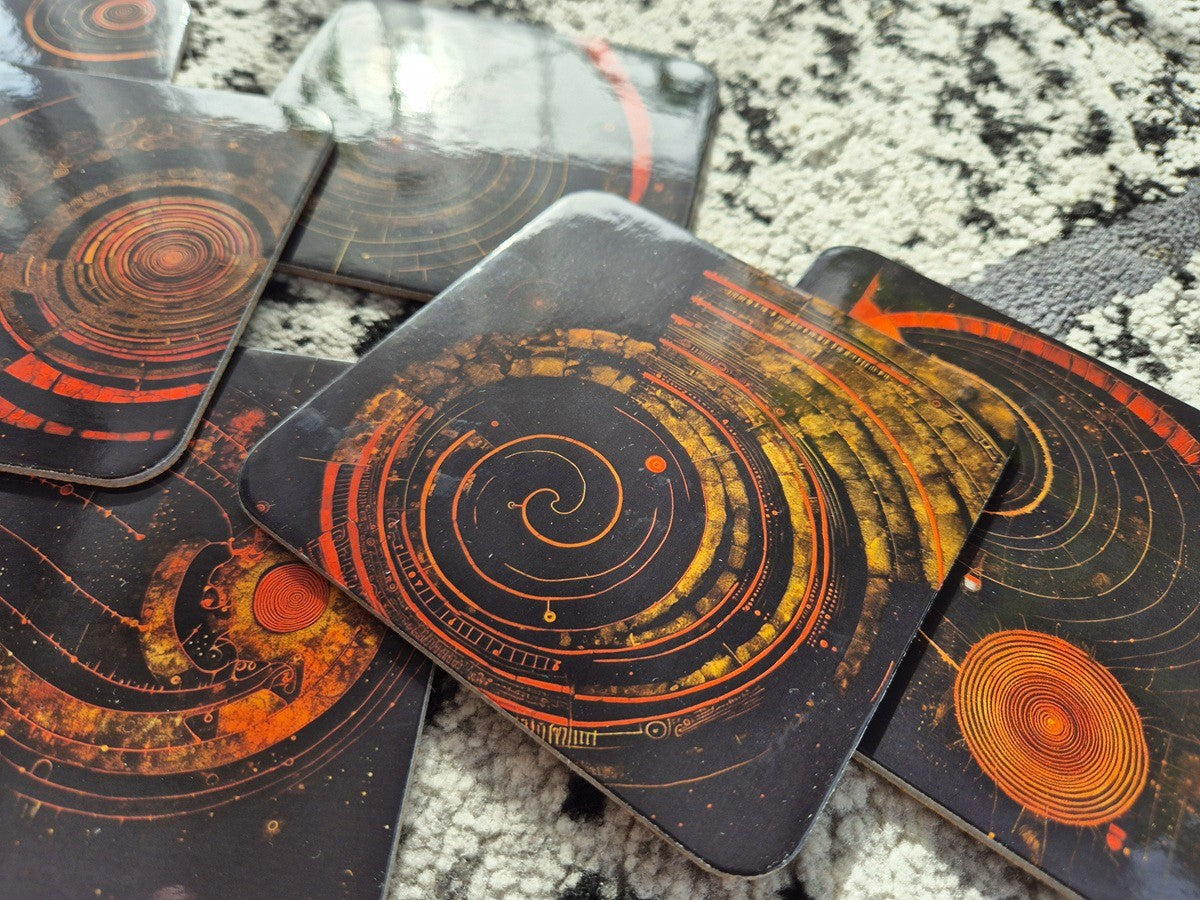 Set of 6 cork coasters – Tribal Celestial Spirit