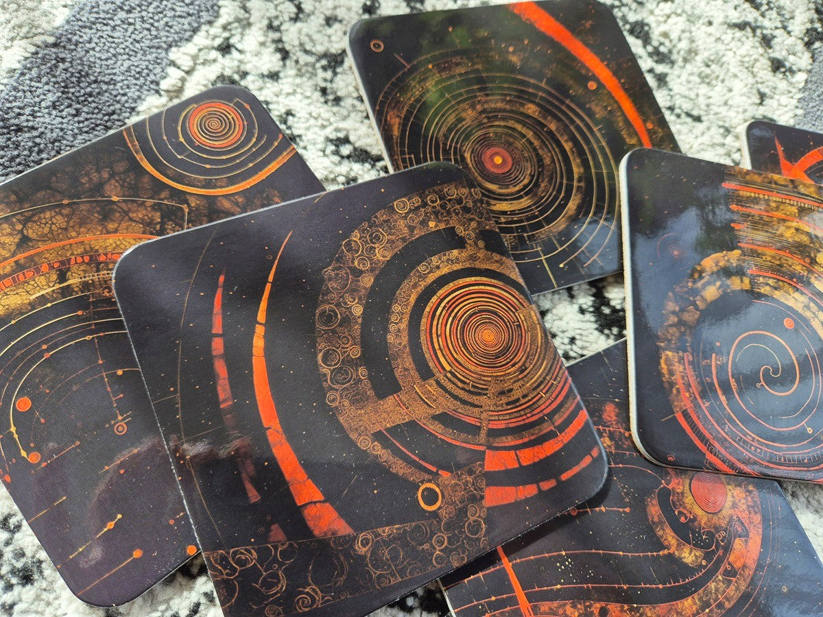 Set of 6 cork coasters – Tribal Celestial Spirit