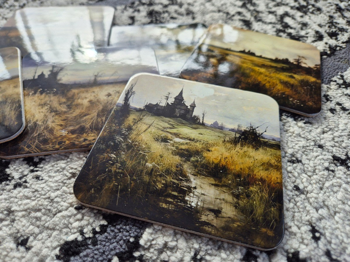 Set of 6 cork coasters – Whispering Meadow