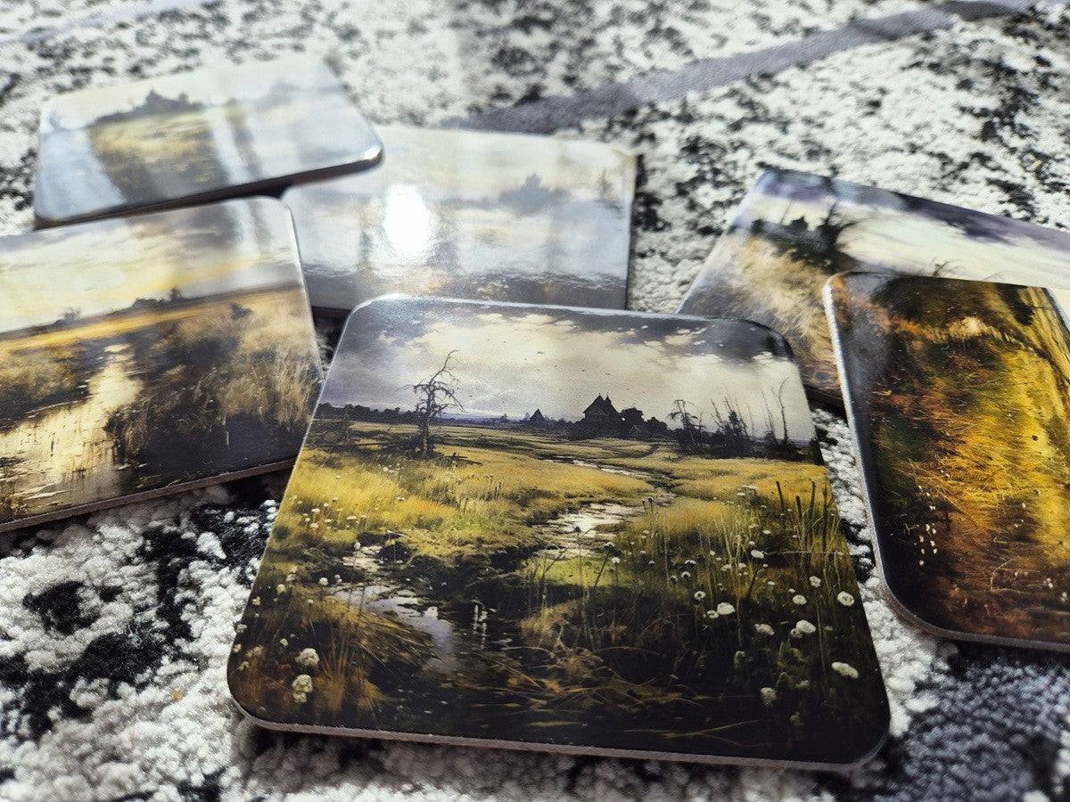 Set of 6 cork coasters – Whispering Meadow