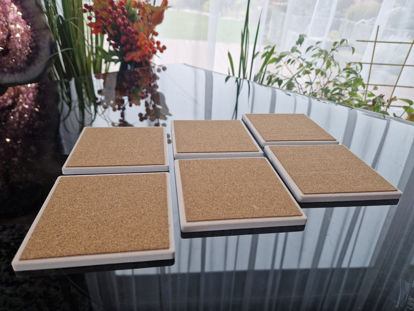 Set of 6 handmade ceramic coasters - Chaotic Symphony.