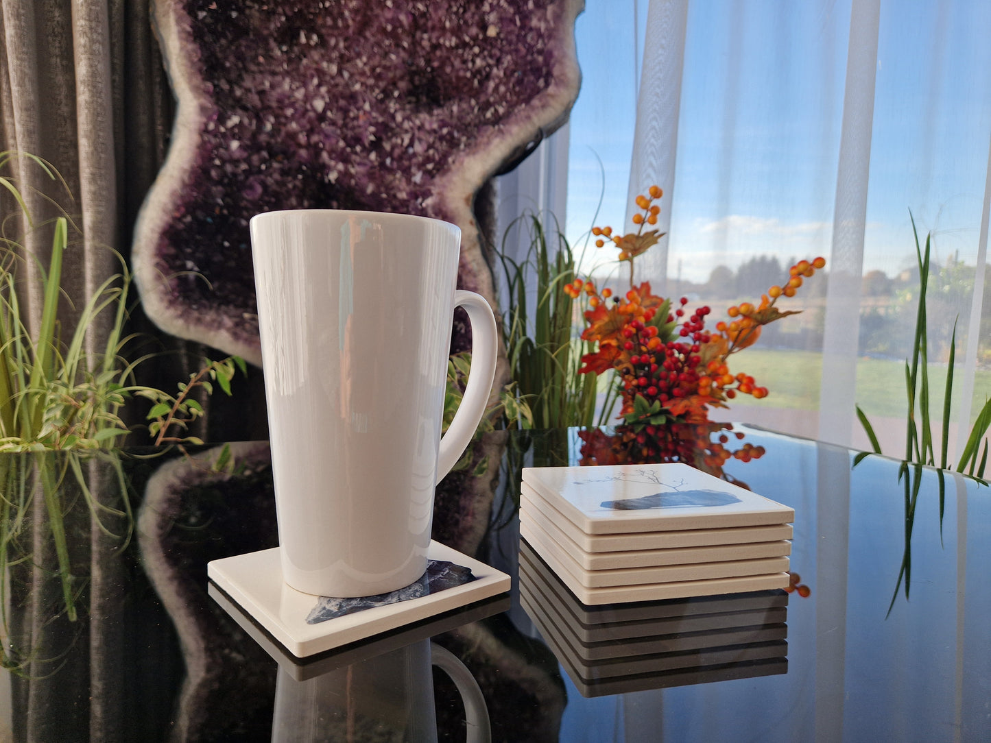 Set of 6 handmade ceramic coasters - Stone Serenity.