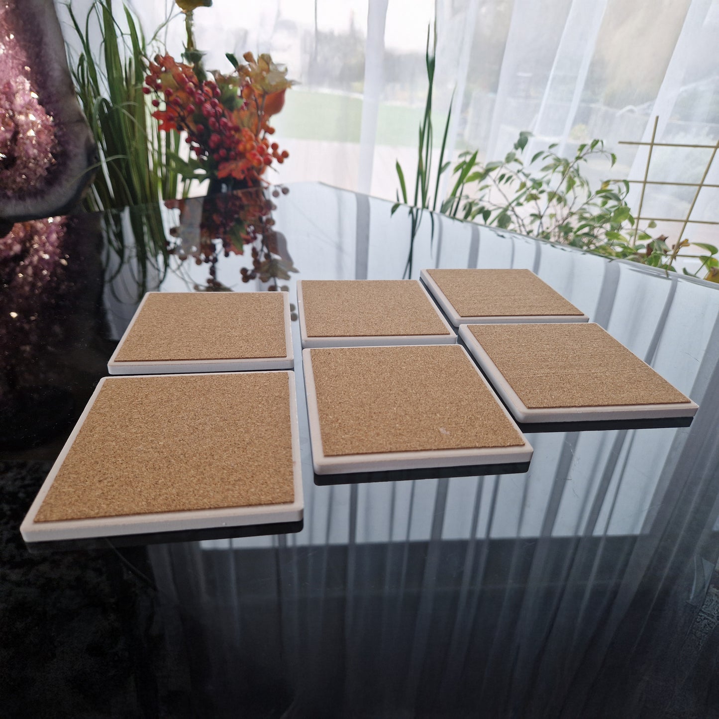 Set of 6 ceramic coasters - Stone Serenity.