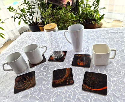 Set of 6 cork coasters – Tribal Celestial Spirit
