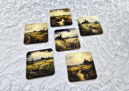 Set of 6 cork coasters – Whispering Meadow