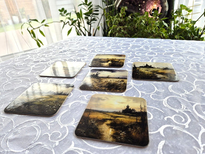 Set of 6 cork coasters – Whispering Meadow