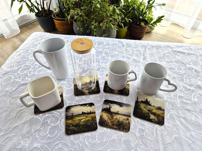 Set of 6 cork coasters – Whispering Meadow