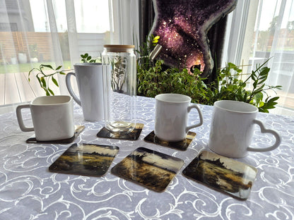 Set of 6 cork coasters – Whispering Meadow