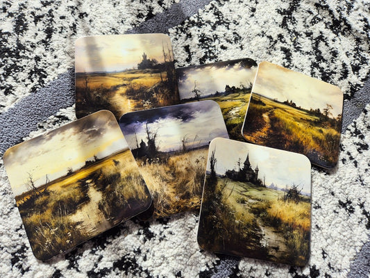 Set of 6 cork coasters – Whispering Meadow