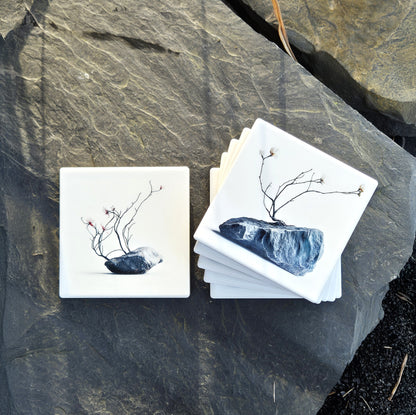 Set of 6 ceramic coasters - Stone Serenity.