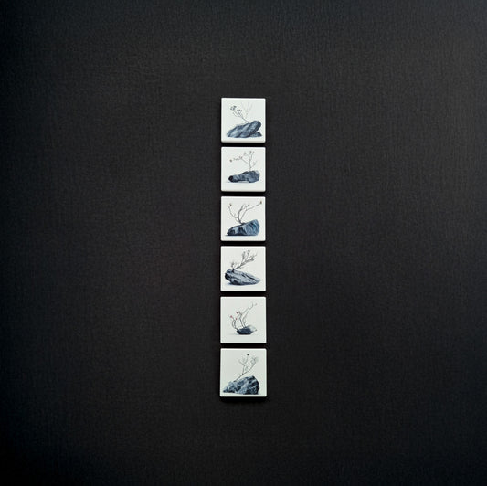 Set of 6 ceramic coasters - Stone Serenity.