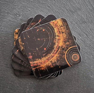 Set of 6 cork coasters – Tribal Celestial Spirit