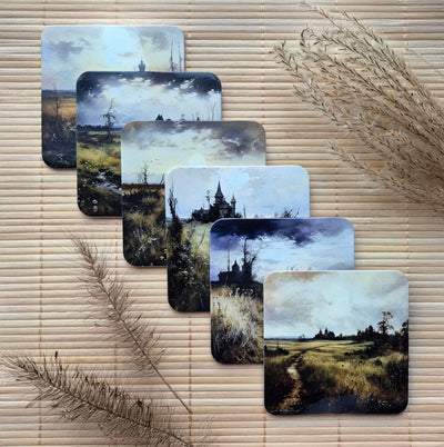 Set of 6 cork coasters – Whispering Meadow