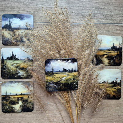 Set of 6 cork coasters – Whispering Meadow