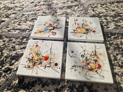 Set of 4 ceramic coasters - Chaotic Symphony.