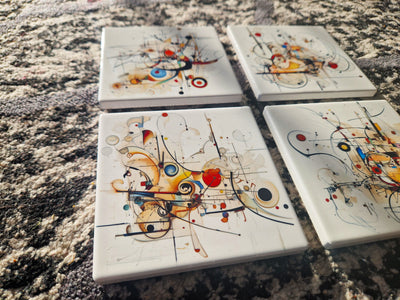 Set of 4 ceramic coasters - Chaotic Symphony.