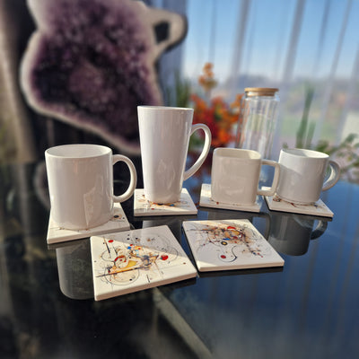 Set of 6 ceramic coasters - Chaotic Symphony.