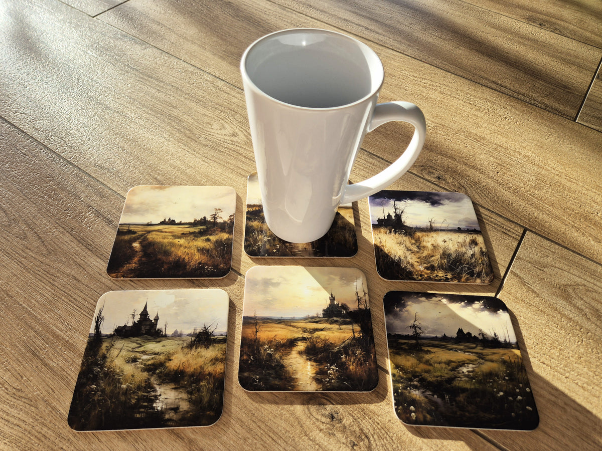 Set of 6 cork coasters – Whispering Meadow