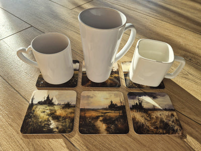 Set of 6 cork coasters – Whispering Meadow