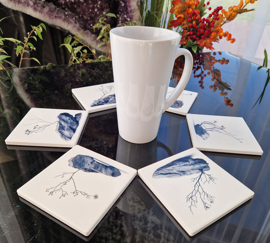 Set of 6 handmade ceramic coasters - Stone Serenity.