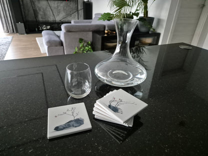 Set of 6 handmade ceramic coasters - Stone Serenity.