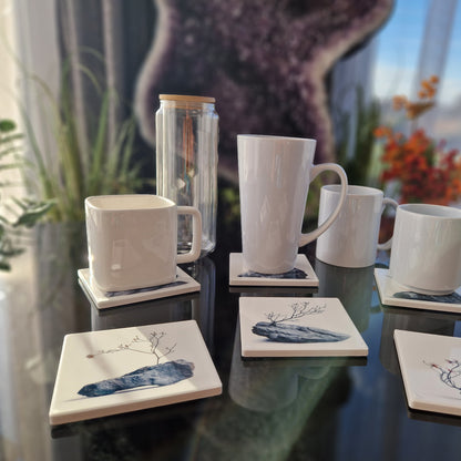 Set of 6 ceramic coasters - Stone Serenity.
