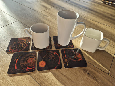 Set of 6 cork coasters – Tribal Celestial Spirit