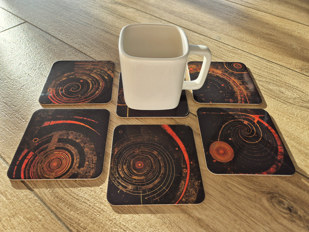Set of 6 cork coasters – Tribal Celestial Spirit
